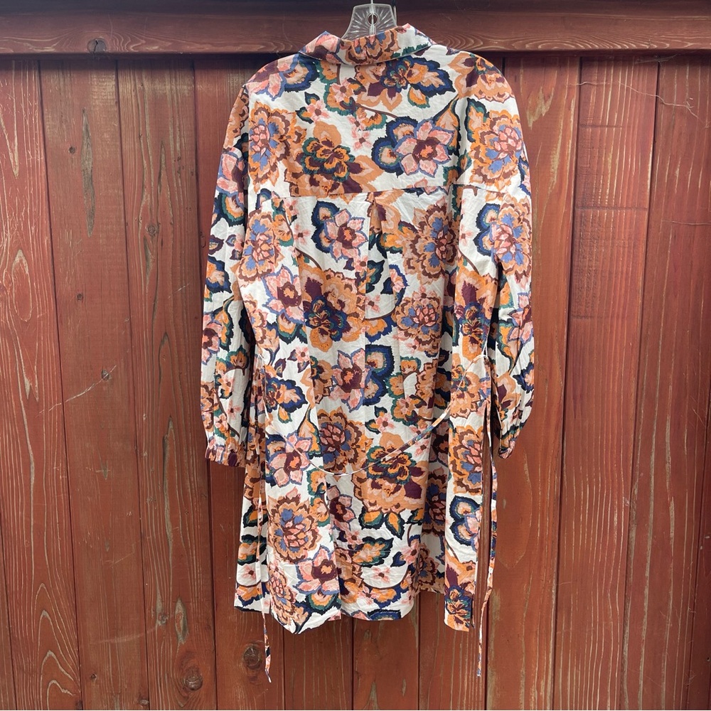 Cleobella floral block print cotton poplin shirt dress 14 - Picture 4 of 16
